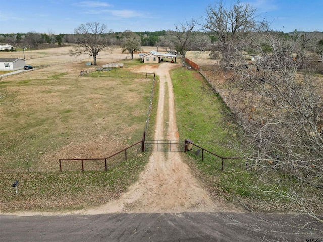 aerial view featuring a rural view