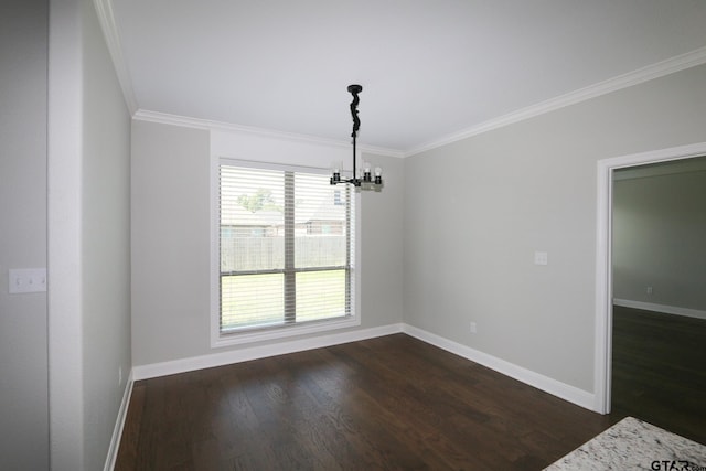 11747 Jayden Ln, Tyler, TX 75703 - empty room featuring a chandelier, crown molding, and dark wood-style floors