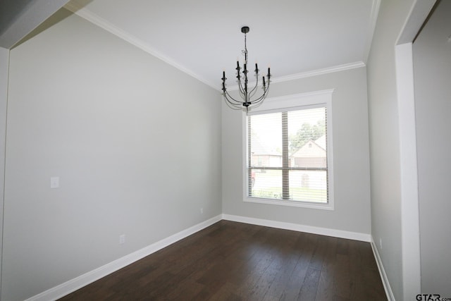 11747 Jayden Ln, Tyler, TX 75703 - empty room featuring a chandelier, dark wood-style flooring, and crown molding