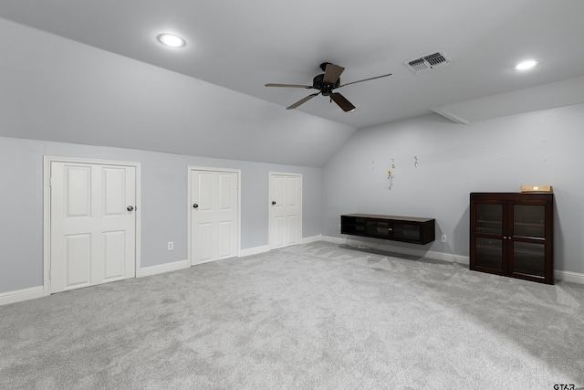 5201 Whitaker Cir, Longview, TX 75605 - additional living space featuring ceiling fan, carpet flooring, lofted ceiling, and recessed lighting