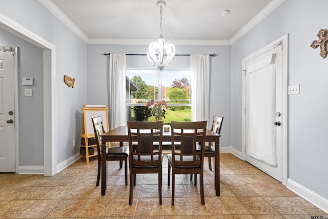 5201 Whitaker Cir, Longview, TX 75605 - dining room featuring a chandelier, crown molding, and light tile patterned floors