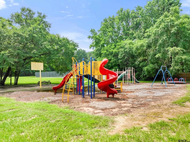 view of play area featuring a yard