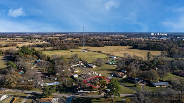 bird's eye view featuring a rural view