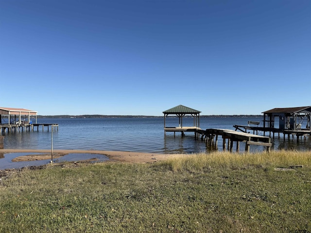 view of dock featuring a water view