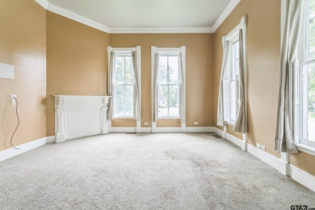 293 S Barron, Rusk, TX 75785 - unfurnished room featuring crown molding, healthy amount of natural light, and carpet floors