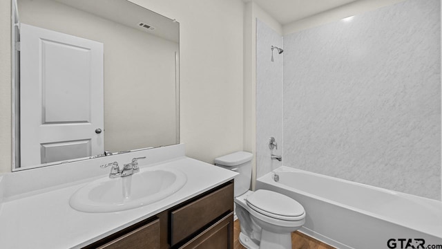 490 Burnett Trl, Canton, TX 75103 - bathroom featuring vanity, shower / washtub combination, and wood finished floors