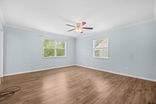 3316 S Cameron Ave, Tyler, TX 75701 - empty room with crown molding, wood finished floors, and ceiling fan