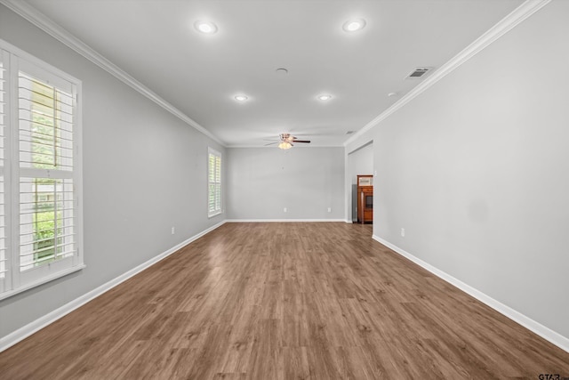 3316 S Cameron Ave, Tyler, TX 75701 - spare room with crown molding, recessed lighting, ceiling fan, and wood finished floors