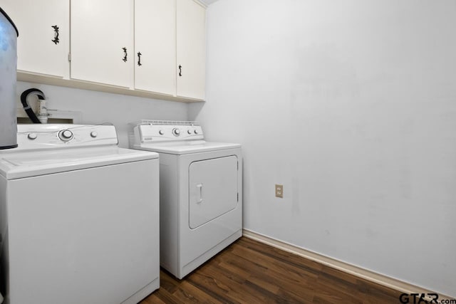 3316 S Cameron Ave, Tyler, TX 75701 - laundry area with independent washer and dryer, cabinet space, and dark wood-style flooring