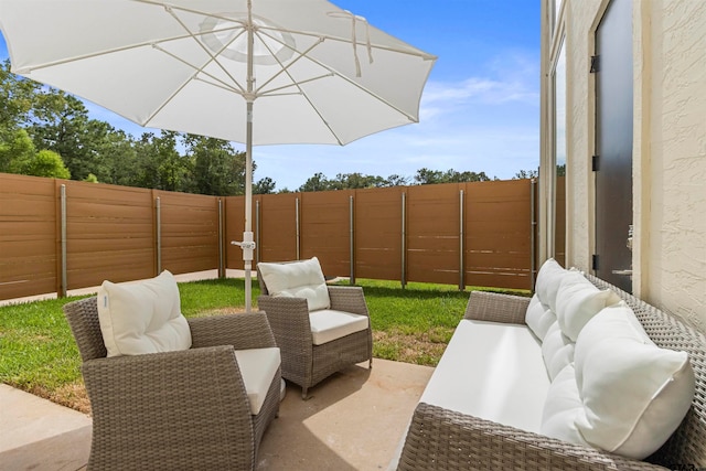 view of patio / terrace featuring an outdoor living space