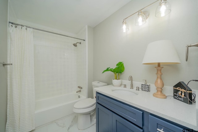 1021 N Montgomery St, Gilmer, TX 75644 - full bathroom with shower / tub combo, marble look tiles, and vanity