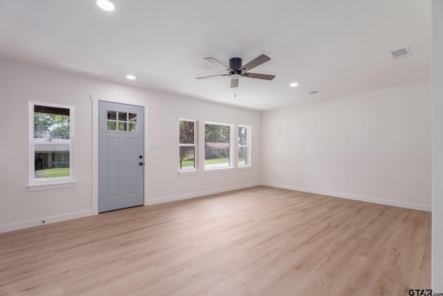 304 Hanks St, Whitehouse, TX 75791 - unfurnished living room featuring recessed lighting, ceiling fan, and light wood finished floors