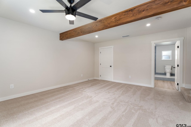 304 Hanks St, Whitehouse, TX 75791 - spare room with light carpet, a ceiling fan, beam ceiling, recessed lighting, and a smoke detector