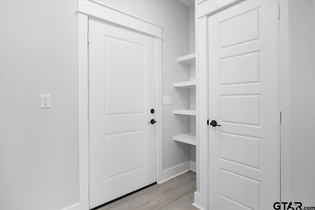 interior space with light hardwood / wood-style flooring