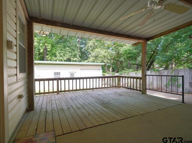 4505 Inverness, Tyler, TX 75703 - deck featuring ceiling fan and fence