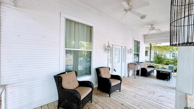 deck featuring a ceiling fan
