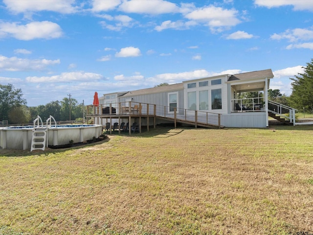 exterior space featuring a swimming pool side deck