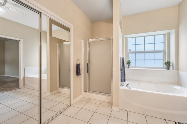 420 Colorado St, Van, TX 75790 - full bath featuring a garden tub, a stall shower, and tile patterned floors