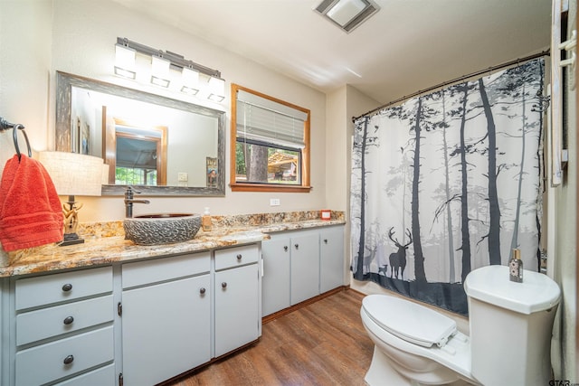 203 King Laurence Ct, Scroggins, TX 75480 - full bathroom featuring toilet, vanity, and wood finished floors