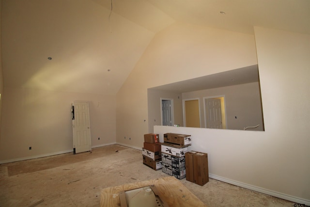 16966 Deer Run Rd, Flint, TX 75762 - additional living space featuring baseboards and high vaulted ceiling