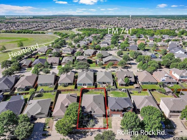 drone / aerial view with a residential view