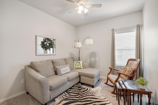 901 Martin St, Chandler, TX 75758 - living room with light carpet and a ceiling fan