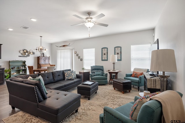 901 Martin St, Chandler, TX 75758 - living area with ceiling fan and wood finished floors