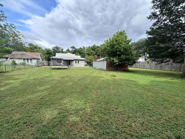 view of yard featuring a trampoline