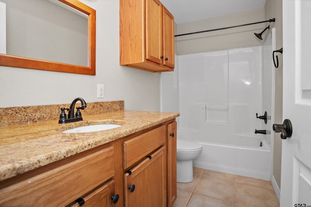 160 Lookout Point Dr, Grapeland, TX 75844 - bathroom with bathing tub / shower combination, vanity, toilet, and tile patterned floors