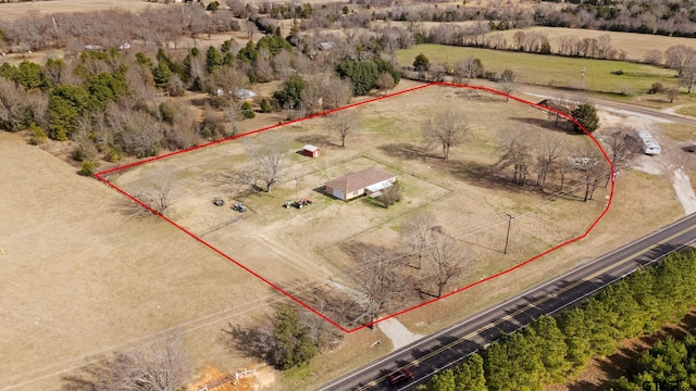 aerial view featuring a rural view