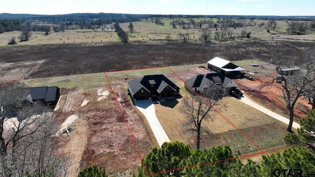 aerial view with a rural view