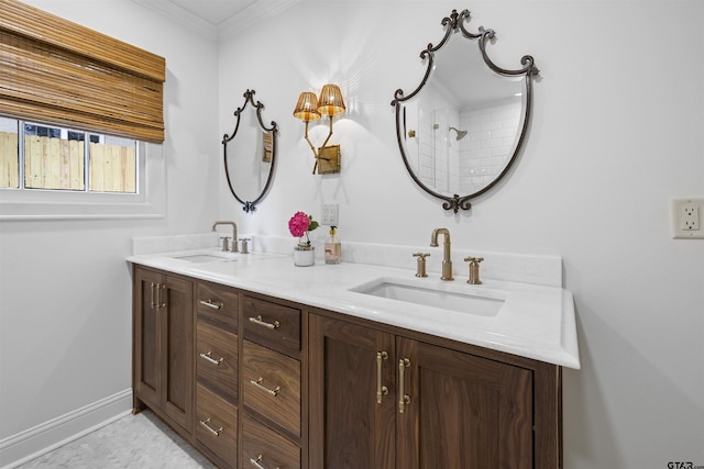 2417 Old Bullard Rd, Tyler, TX 75701 - full bath featuring double vanity and crown molding