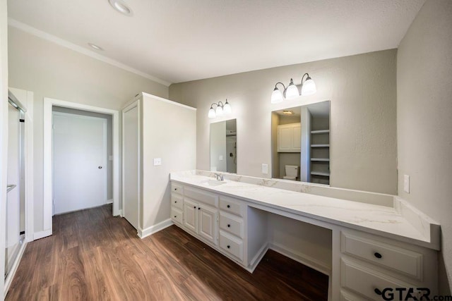 411 Lakeview St, Whitehouse, TX 75791 - full bath with vanity, wood finished floors, and a shower with shower door