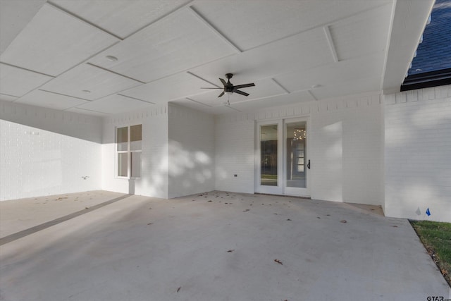 view of patio featuring ceiling fan