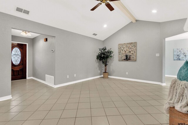 8811 Pheasant Dr, Chandler, TX 75758 - foyer entrance featuring ceiling fan, light tile patterned flooring, baseboards, and recessed lighting