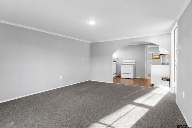 interior space featuring washer / clothes dryer and ornamental molding