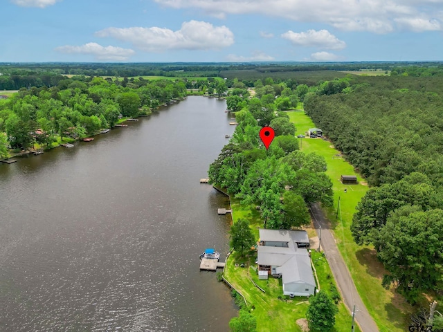 488 Omaha Dr, Omaha, TX 75571 - drone / aerial view of a large body of water and a heavily wooded area