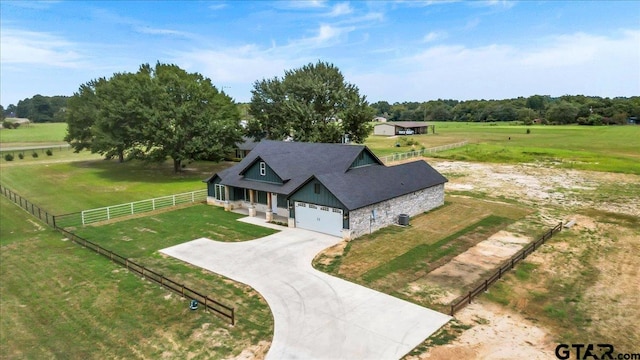 bird's eye view featuring a rural view