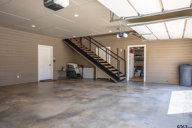 garage with a garage door opener