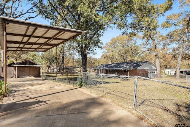 view of yard with a carport