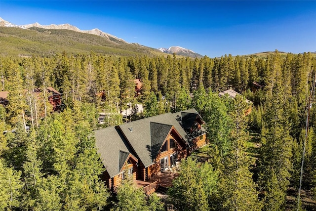 bird's eye view with a mountain view