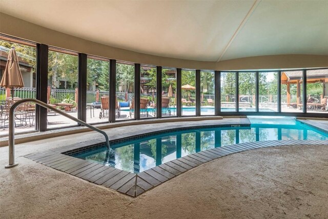 view of pool featuring a jacuzzi