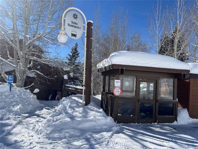 view of snow covered exterior