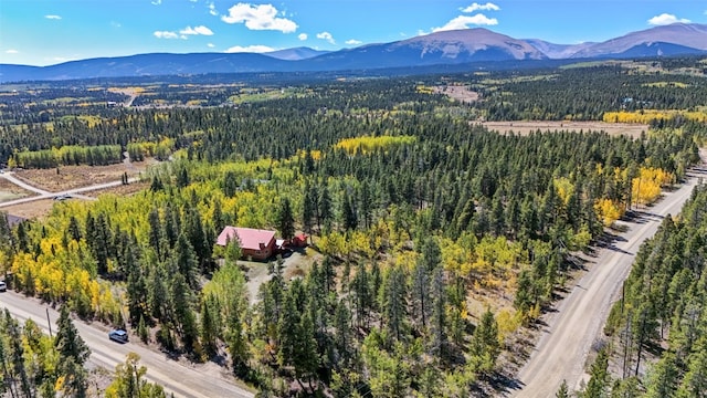 birds eye view of property featuring a mountain view