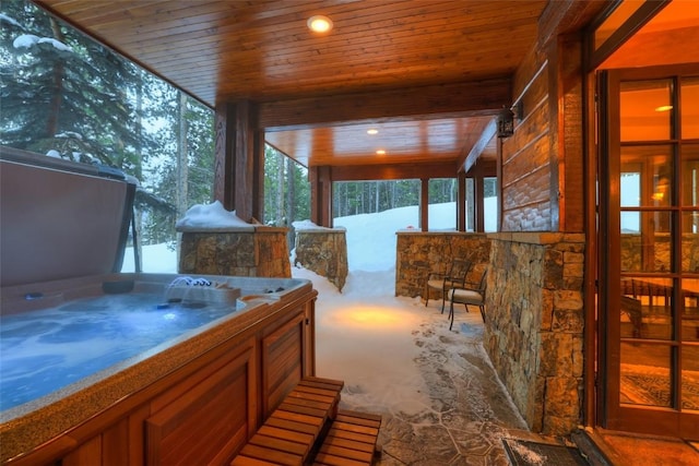 view of patio featuring a hot tub