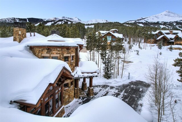 exterior space featuring a mountain view