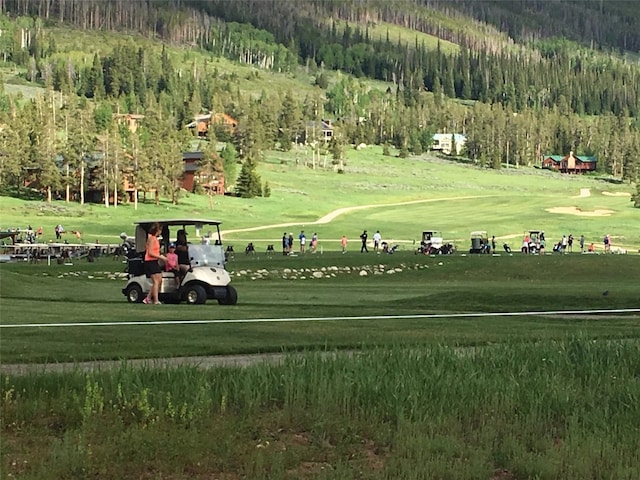 view of property's community with a lawn