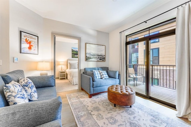 living room featuring light hardwood / wood-style floors