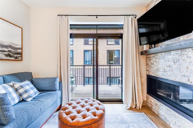 living room featuring light hardwood / wood-style flooring