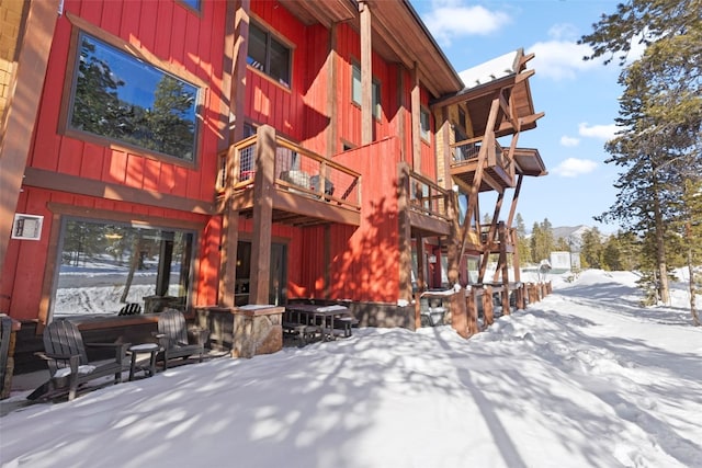 view of snow covered property